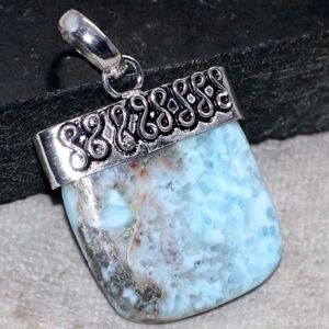 Larimar Gemstone 925 Sterling Silver Handmade Cap Pendant Necklace